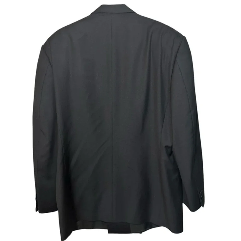 Ermenegildo Zegna Mens 54 Black Wool Tuxedo Jacket Peak Lapel Double Breasted